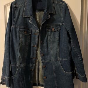 Venezia Dark Blue Denim Jacket with Button Accents